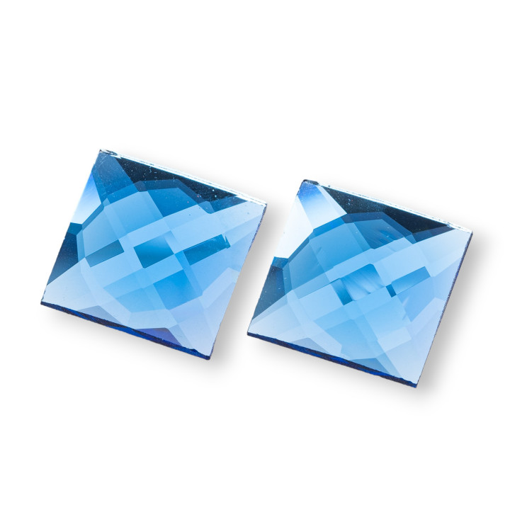 Τετράγωνη όψη CZ Crystal Cabochon Component 20mm 6τμχ Μπλε