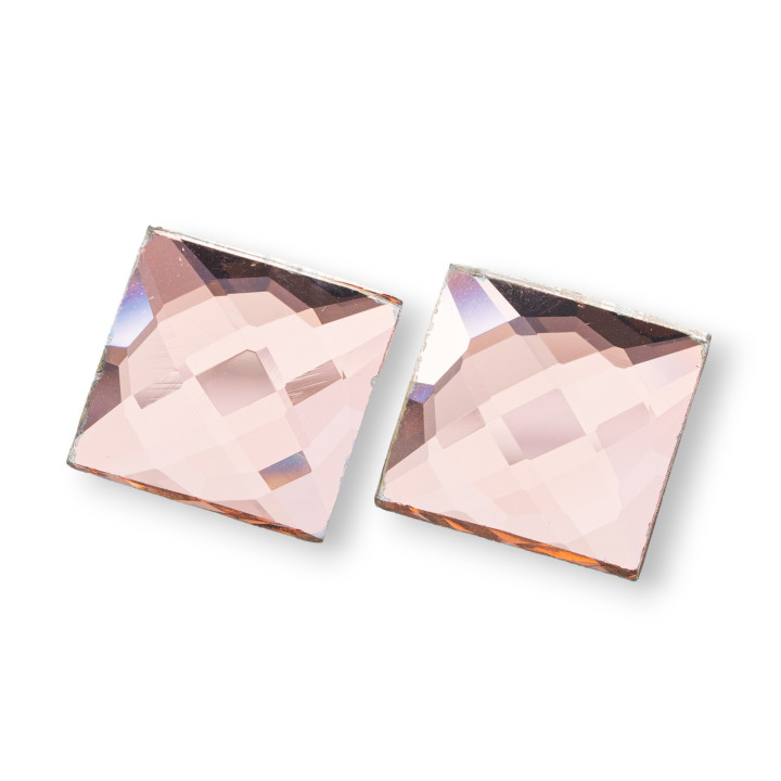 20 mm quadratisch facettierte CZ-Kristall-Cabochon-Komponente 6 Stück Pfirsich