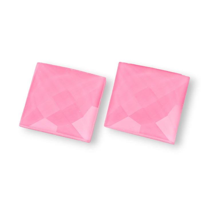Cabochon en cristal CZ à facettes carré de 20 mm, composant 6pcs rose
