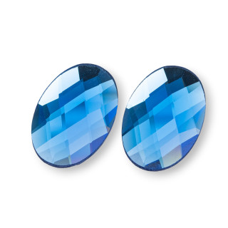 Oval Faceted CZ Crystal Cabochon Component 20x30mm 6pcs Blue