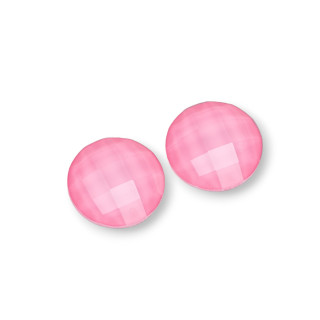 Round Faceted CZ Crystal Cabochon Component 16mm 10pcs Pink