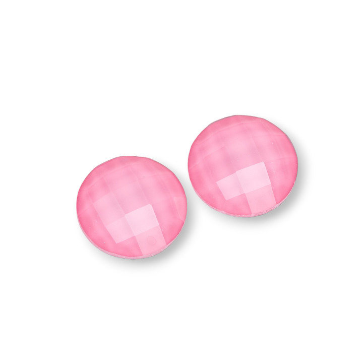 Cabochon rond à facettes en cristal CZ Composant 16mm 10pcs Rose