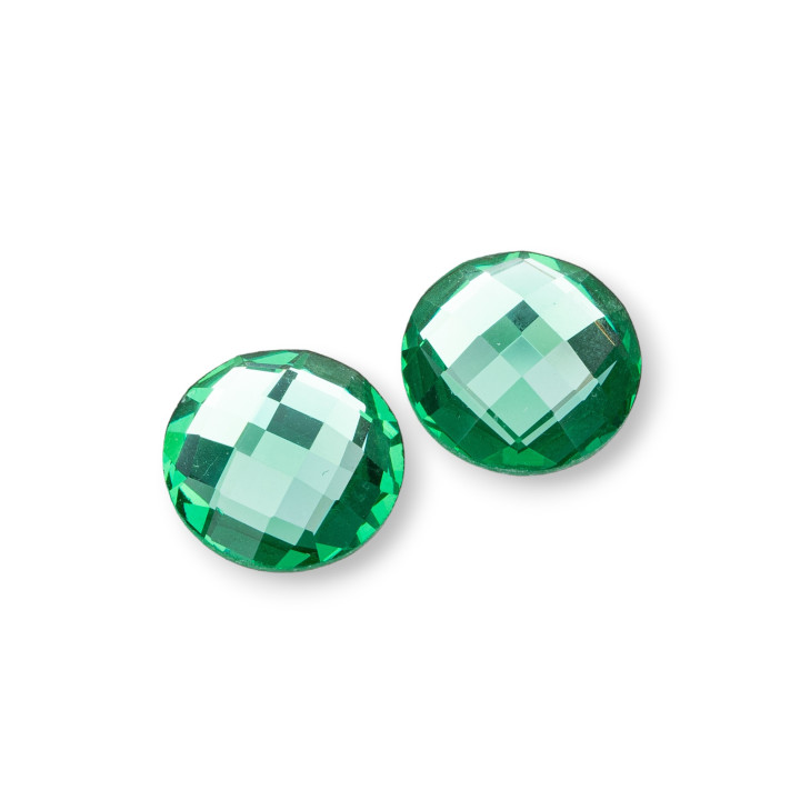 Στρογγυλή όψη CZ Crystal Cabochon Component 16mm 10τμχ Πράσινο