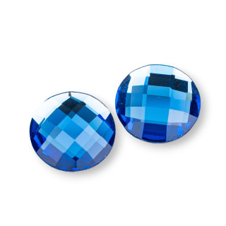 Round Faceted CZ Crystal Cabochon Component 20mm 8pcs Blue