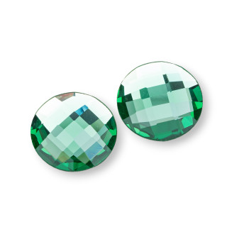Round Faceted CZ Crystal Cabochon Component 20mm 8pcs Green