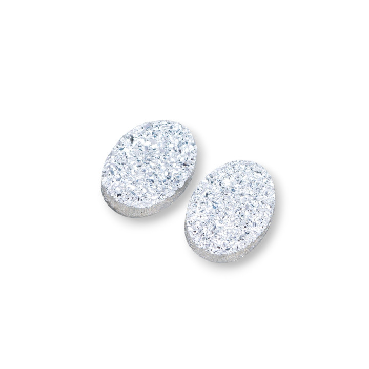 Cabochon Druze Composant De Résine Ovale 10x15mm 10pcs Argent