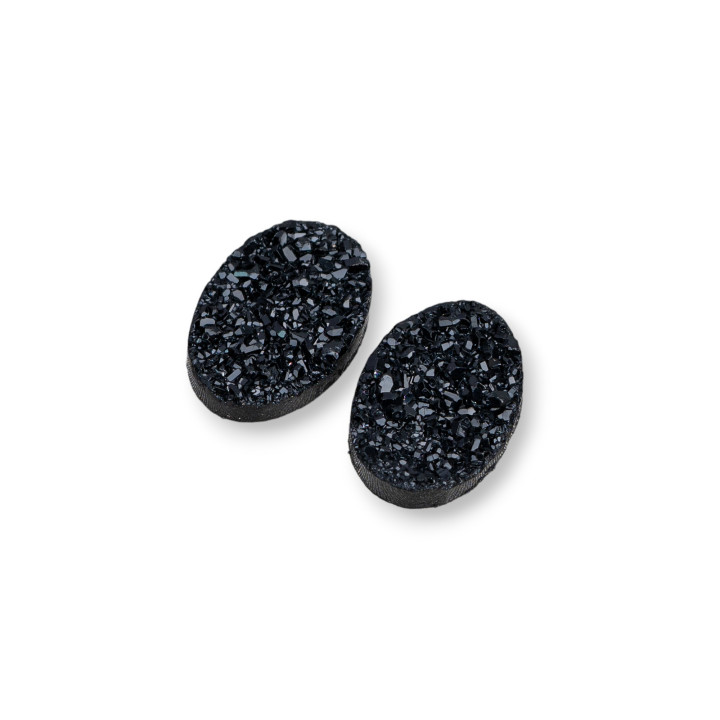 Cabochon Druze Composant De Résine Ovale 10x15mm 10pcs Noir