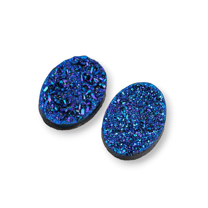 Drusa Resin Cabochon Component Oval 14x19mm 8τμχ Μπλε