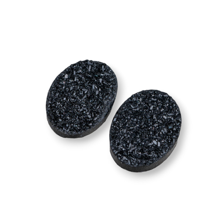 Drusa Resin Cabochon Component Oval 14x19mm 8τμχ Μαύρο