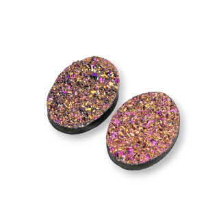 Cabochon Druse Composant De Résine Ovale 14x19mm 8pcs Coucher De Soleil