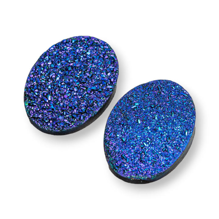 Drusa Resin Cabochon Component Oval 18x25mm 6τμχ Μπλε
