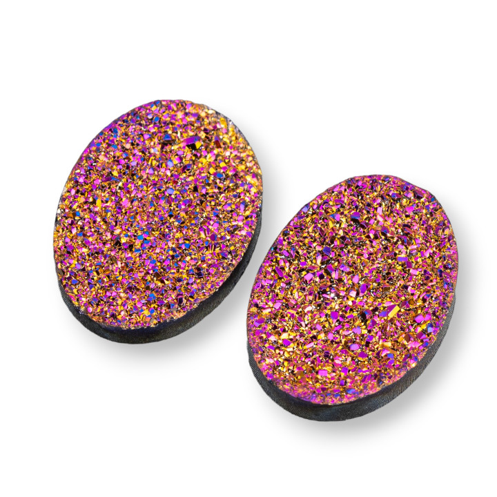 Drusa Resin Cabochon Component Oval 18x25mm 6pcs Sunset