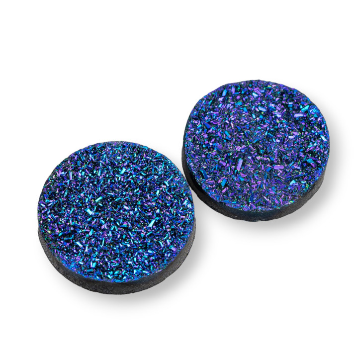 Drusa Cabochon Componente De Resina Redondo 20mm 8pcs Azul