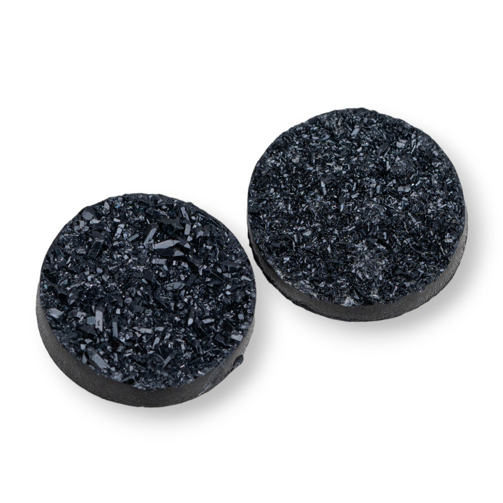 Druse Cabochon-Komponente aus Harz, rund, 20 mm, 8 Stück, schwarz