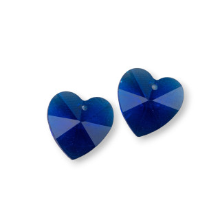 Cristal CZ Corazón Colgante Componente 14mm 8pcs Azul