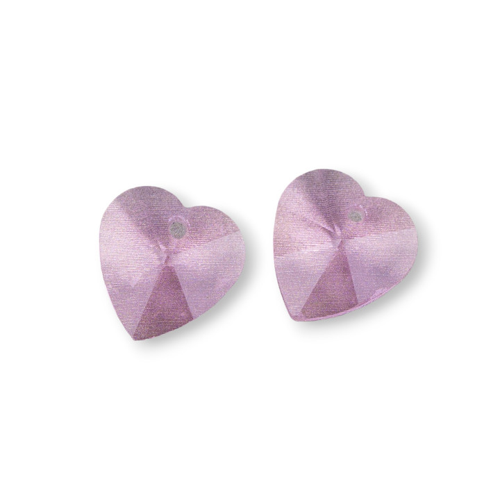 Cristal CZ Corazón Colgante Componente 14mm 8pcs Rosa