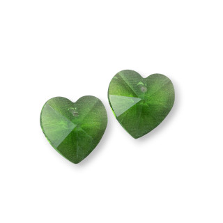 Cristal CZ Corazón Colgante Componente 14mm 8pcs Verde