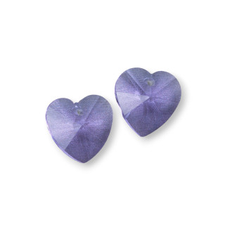 Componente Pendente Di Cristallo CZ Cuore 14mm 8pz Viola