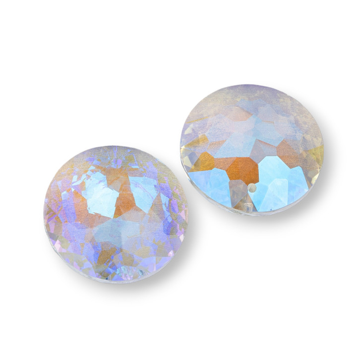 Round CZ Crystal Pendant Component 30mm 2pcs AB