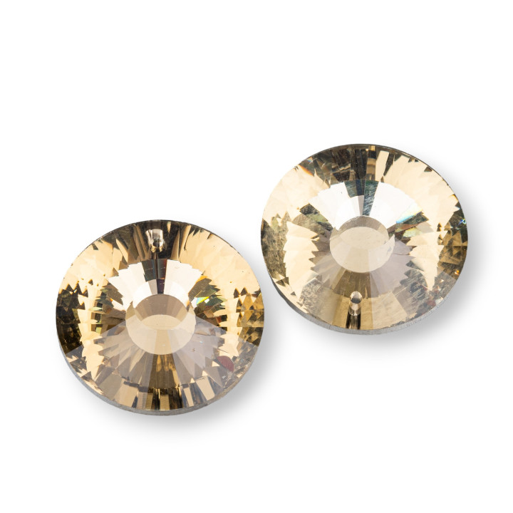 Composant pendentif en cristal rond CZ 30mm 2pcs bronze clair