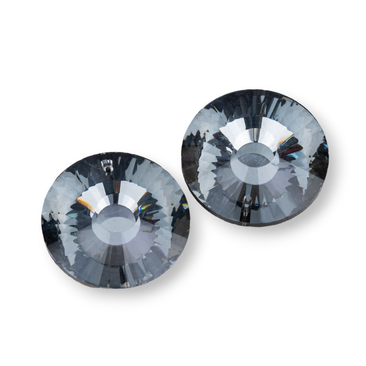 Runde CZ-Kristall-Anhängerkomponente 30 mm, 2 Stk. Metall