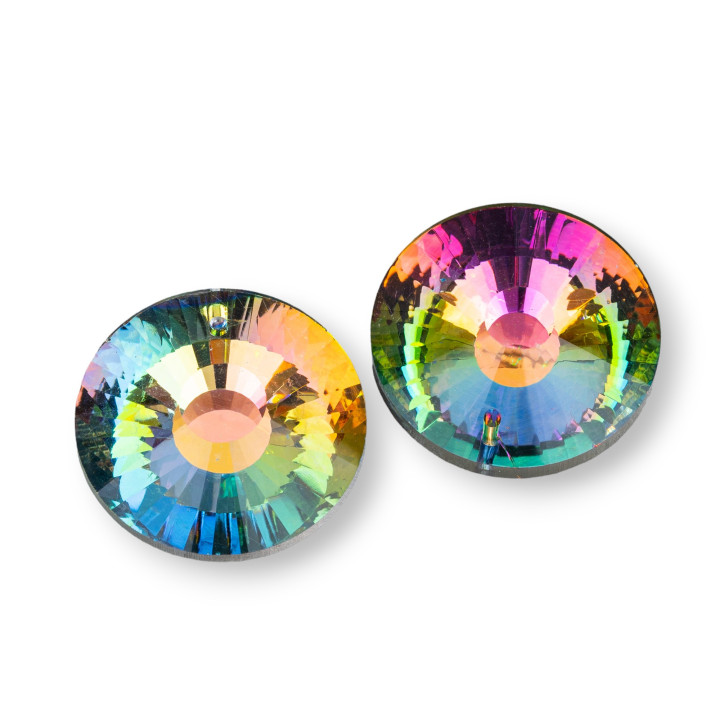 Runde CZ-Kristall-Anhänger-Komponente 30 mm 2 Stück Regenbogen 2