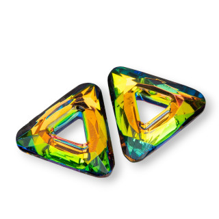 Cristal CZ Triangle Pendentif Composant 29mm 2pcs Arc-en-Ciel