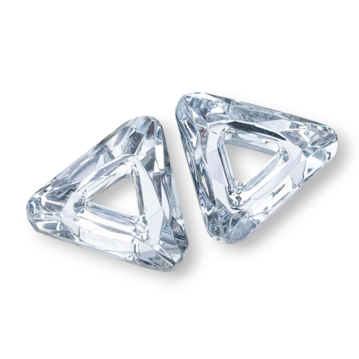 CZ Triangle Cristal Pendentif Composant 29mm 2pcs Argent