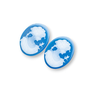 Camafeo de Ágata Natural Grabado a Mano MADE IN ITALY Oval 15x20mm 2pcs AZUL MOD04