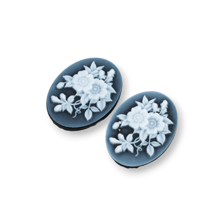 Handgravierte Kamee aus natürlichem Achat MADE IN ITALY Oval 15x20mm 2ST SCHWARZ MOD17