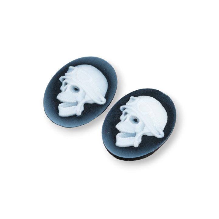 Camafeo de Ágata Natural Grabado a Mano MADE IN ITALY Oval 15x20mm 2pcs NEGRO MOD21
