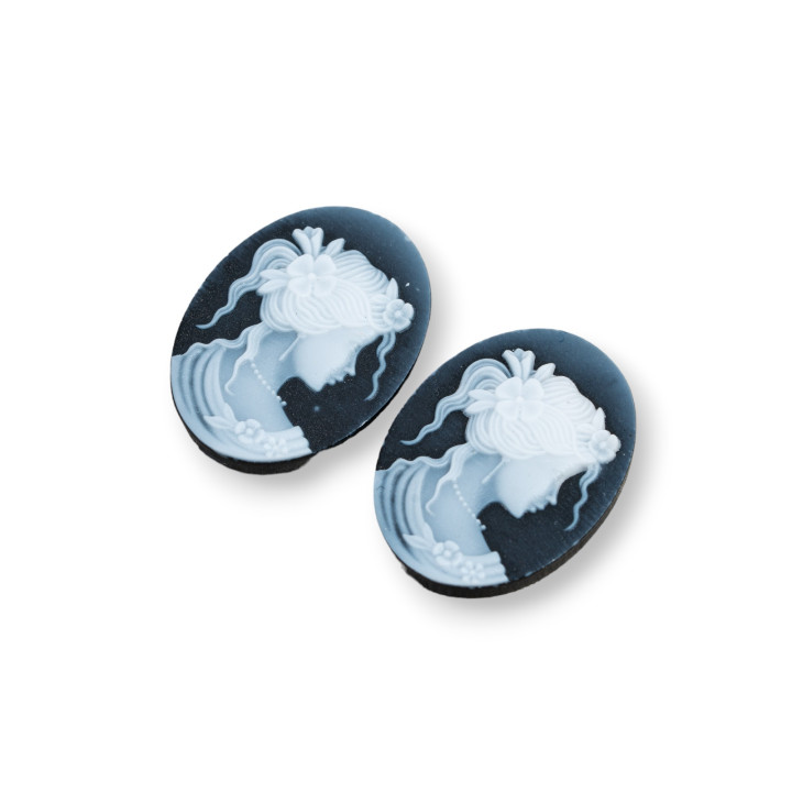 Χειροποίητος χαραγμένος φυσικός αχάτης Cameo MADE IN ITALY Oval 15x20mm 2τμχ ΠΡΑΣΙΝΟ MOD08