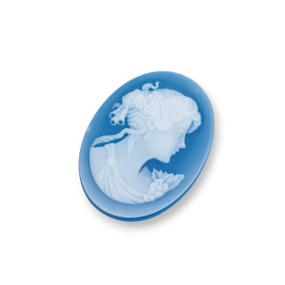 Φυσικός Αχάτης Cameo χαραγμένο στο χέρι MADE IN ITALY Oval 22x30mm 2τμχ Μπλε MOD04