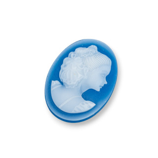 Handgravierte Kamee aus natürlichem Achat MADE IN ITALY Oval 22x30mm 2St Blau MOD17