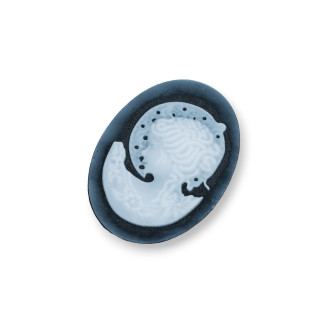 Camafeo de Ágata Natural Grabado a Mano MADE IN ITALY Oval 22x30mm 2pcs Negro MOD27