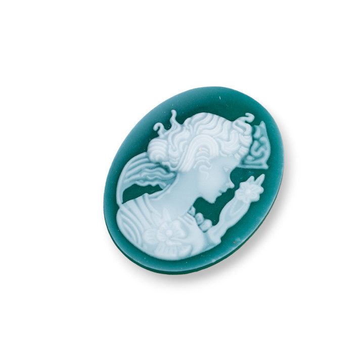 Hand Engraved Natural Agate Cameo MADE IN ITALY Oval 27x35mm 1pc BLACK MOD23