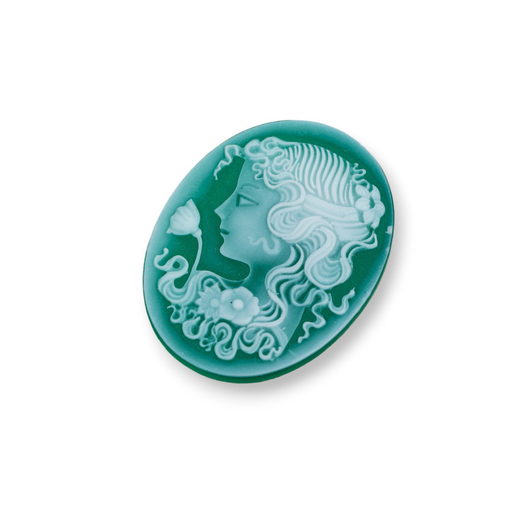 Χειροποίητος χαραγμένος φυσικός αχάτης Cameo MADE IN ITALY Oval 27x35mm 1τμχ ΜΑΥΡΟ MOD25