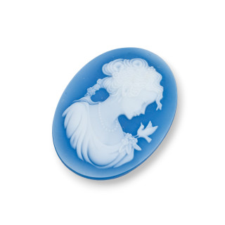 Hand Engraved Natural Agate Cameo MADE IN ITALY Oval 30x40mm 1pc Blue MOD15