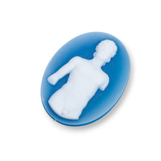 Hand Engraved Natural Agate Cameo MADE IN ITALY Oval 30x40mm 1pc Blue MOD22