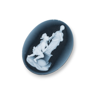 Hand Engraved Natural Agate Cameo MADE IN ITALY Oval 30x40mm 1pc Black MOD27