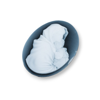 Hand Engraved Natural Agate Cameo MADE IN ITALY Oval 30x40mm 1pc Black MOD30