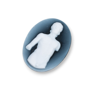 Χειροποίητος χαραγμένος φυσικός αχάτης Cameo MADE IN ITALY Oval 30x40mm 1pc Μαύρο MOD56