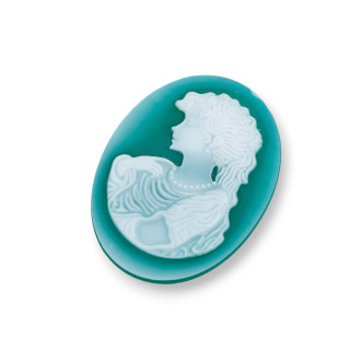 Handgravierte Kamee aus natürlichem Achat MADE IN ITALY Oval 30x40mm 1pc Grün MOD64