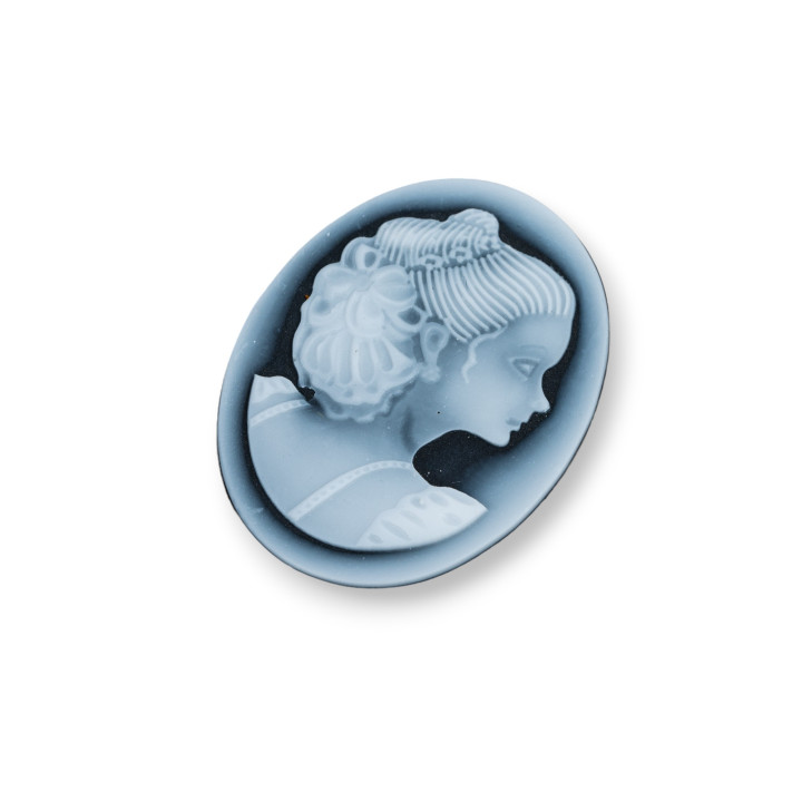 Handgravierte Kamee aus natürlichem Achat MADE IN ITALY Oval 27x35mm 1pc SCHWARZ MOD31