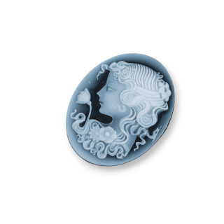 Camée Agate Naturelle Gravée à la Main MADE IN ITALY Ovale 27x35mm 1pc NOIR MOD34