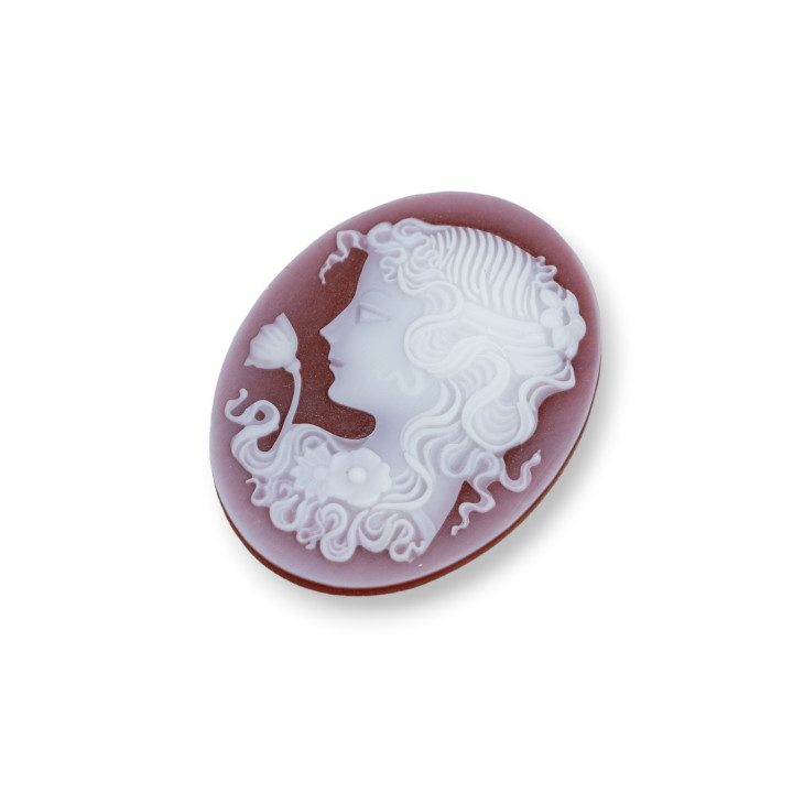Hand Engraved Natural Agate Cameo MADE IN ITALY Oval 27x35mm 1pc GREEN MOD18