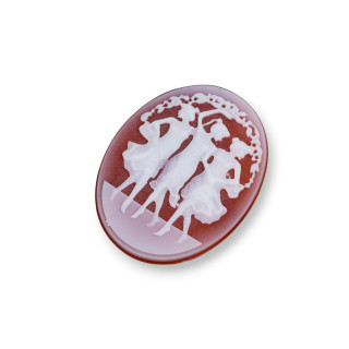 Χειροποίητος χαραγμένος φυσικός αχάτης Cameo MADE IN ITALY Oval 27x35mm 1pc GREEN MOD19