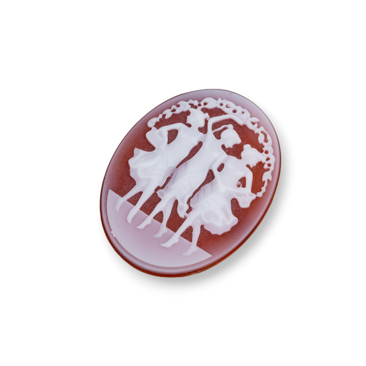 Cammeo Di Agata Naturale Inciso A Mano MADE IN ITALY Ovale 27x35mm 1pz ROSSO MOD19
