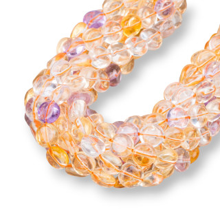 Pièce de monnaie en quartz citrine ronde et plate lisse avec améthyste 8 mm