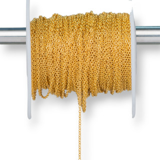 Gebrochene Stahlkette 1,2 x 1,6 mm Draht 0,3 mm 20 Meter vergoldet